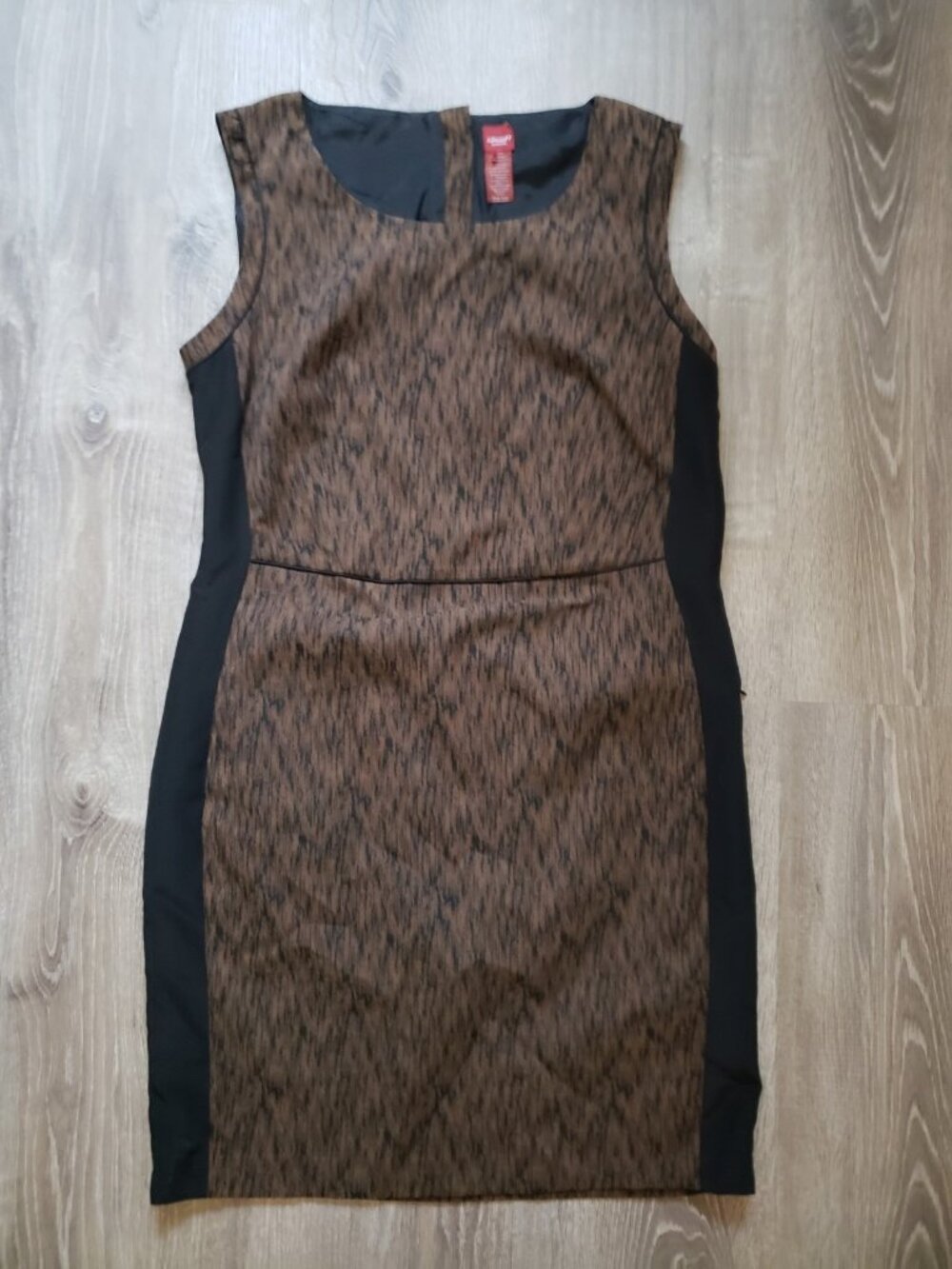 Olsen Europe Women L 12 Sheath Dress Sleeveless Brown Black Fitted Office Career